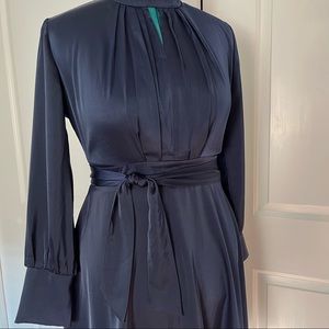 NWOT Grab the Spotlight Bowknot Satin Dress in Navy